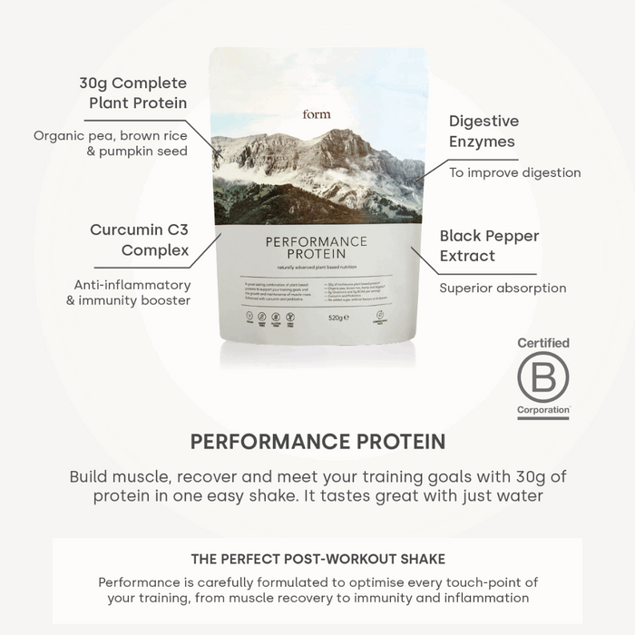 PERFORMANCE PROTEIN Chocolate Hazelnut 30g Protein + 5g BCAAs Nutrition Drinks & Shakes Endurance kollective Form