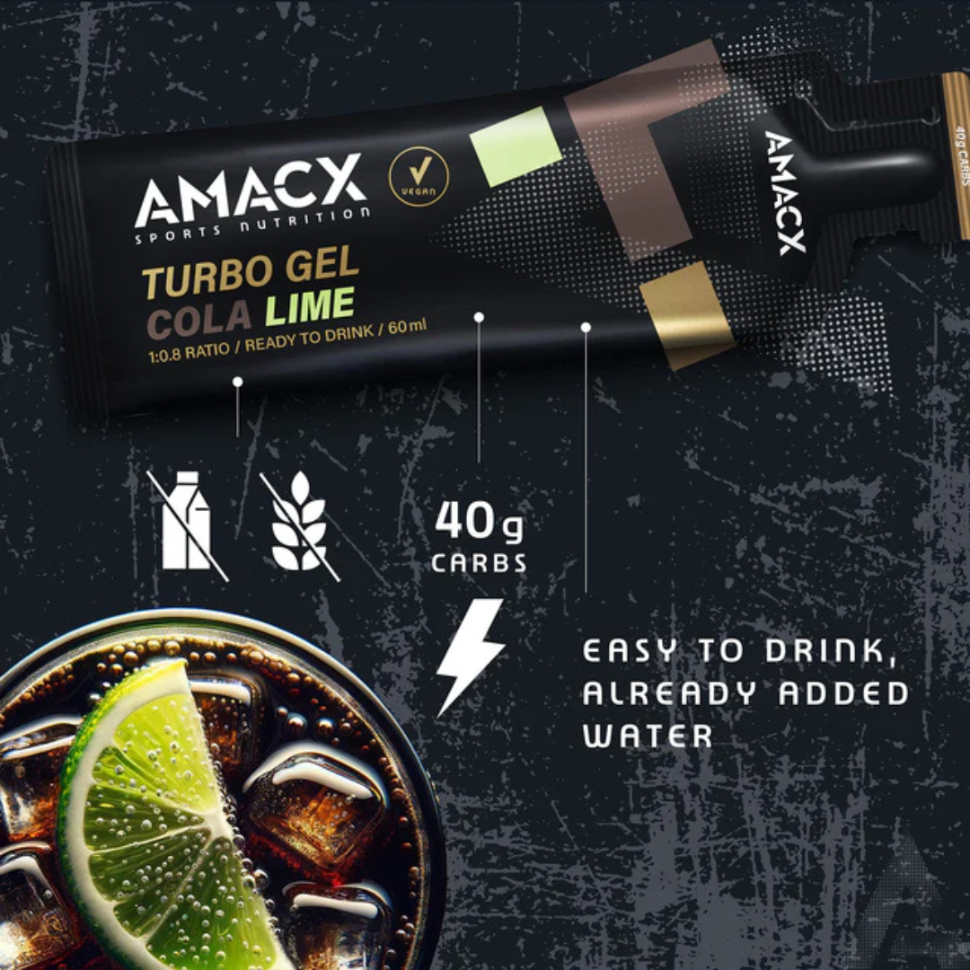 Amacx Turbo Gel Cola Lime – 40g Carbs | Caffeine-Free Energy Gel Nutrition Gels & Chews Endurance kollective Amacx