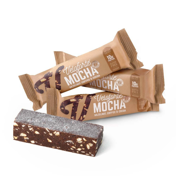 Veloforte Mocha Protein and Energy Bar: Cocoa, Hazelnuts, and coffee Endurance kollective Veloforte Mocha Protein and Energy Bar: Cocoa, Hazelnuts, and coffee Veloforte Nutrition Bars