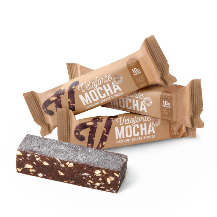 Veloforte Mocha Protein and Energy Bar: Cocoa, Hazelnuts, and coffee Nutrition Bars Endurance kollective Veloforte