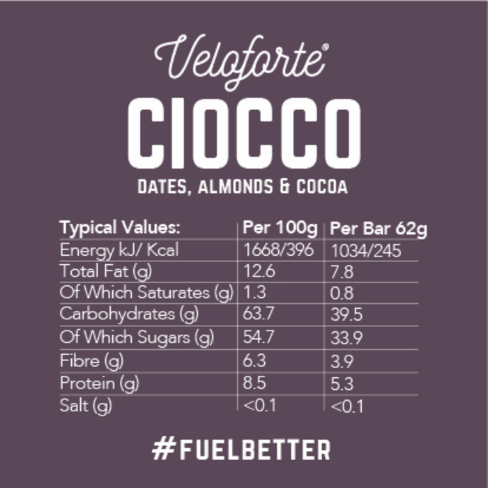 Veloforte Ciocco Energy Bar: Dates, Almonds & Cocoa